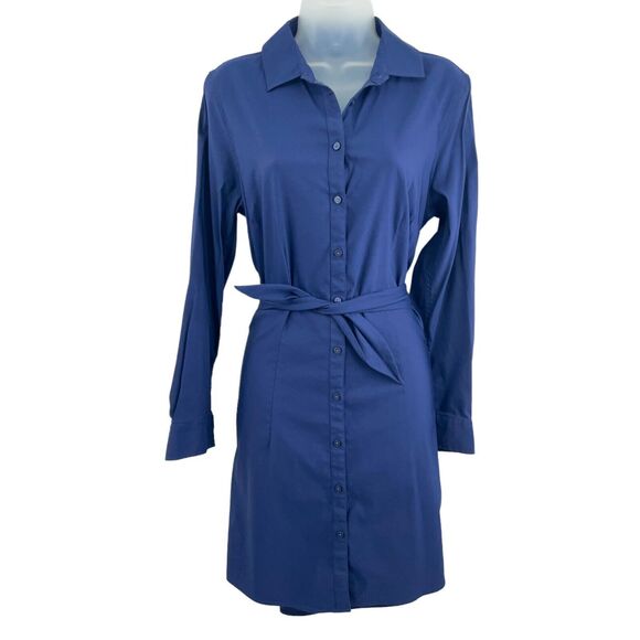 UNTUCKit Dresses & Skirts - UNTUCKIT Women's Angela Shirt Dress Long Sleeve Blue Stretch Cotton Size 10